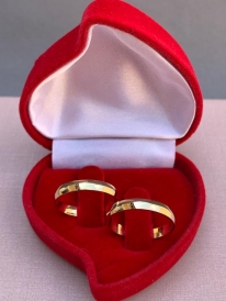 Par de aliança de ouro 12k reto abaulado suave 3mm