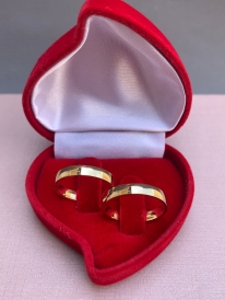 Par de aliança de ouro 18k anatômico abaulado 3mm