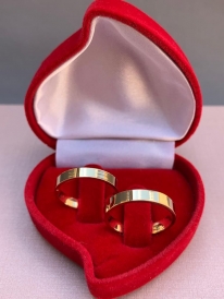 Par de aliança de ouro 12k anatômico reto 3mm