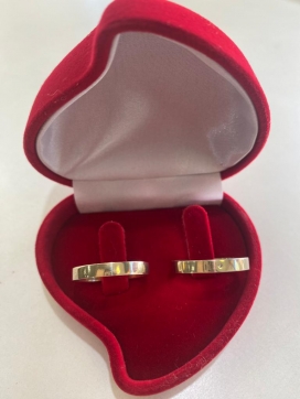 Par de aliança de ouro 18k anatômico suave, abaulado suave 3mm