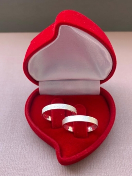 Par de aliança de prata unisex 3mm anatômica fosca