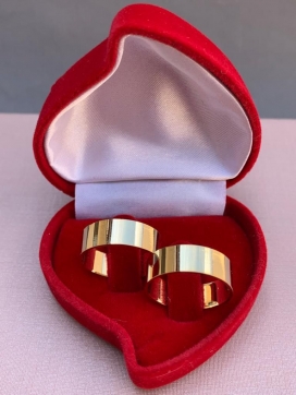 Par de aliança de ouro 12k reto reto 6mm