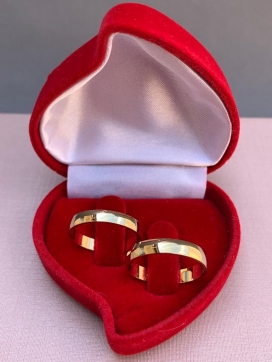 Par de aliança de ouro 12k reto abaulado 3mm